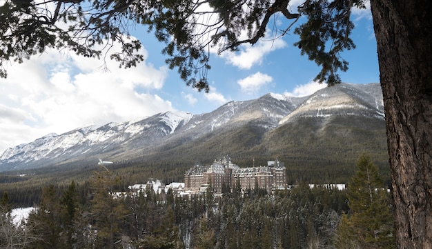 Fairmont Banff Springs hotel in the winter, Banff national park, Alberta, Canada