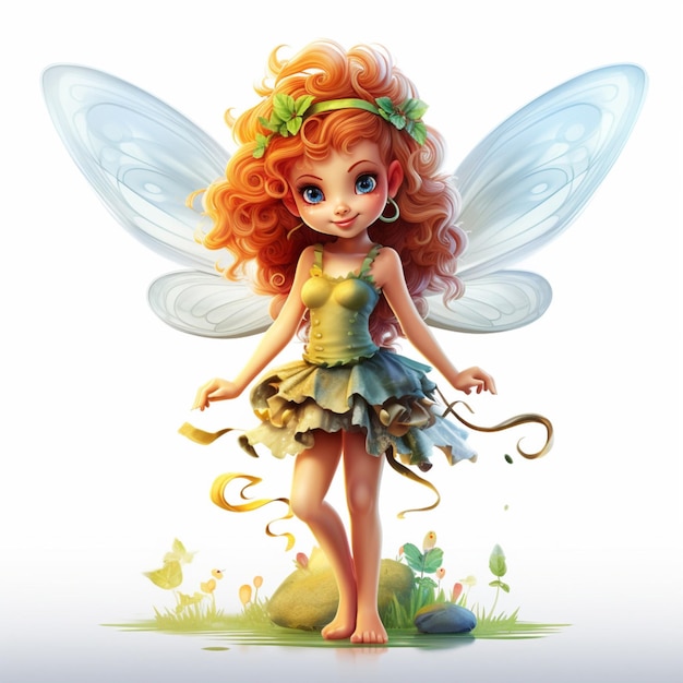 Fairy 2d cartoon illustraton on white background high