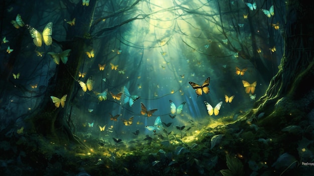 fairy butterflies in mystic forest