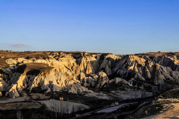 Fairy chimney and the mountain in Cappadocia Goreme Turkey