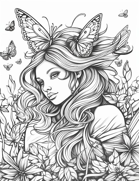 Photo fairy coloring book page art