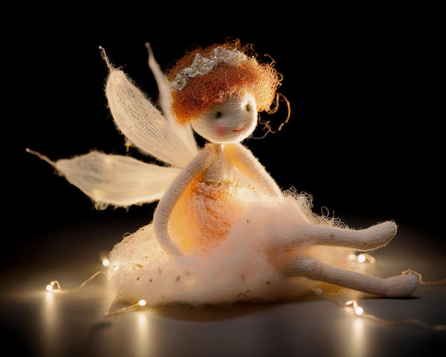 A fairy doll with a dress made by the artist