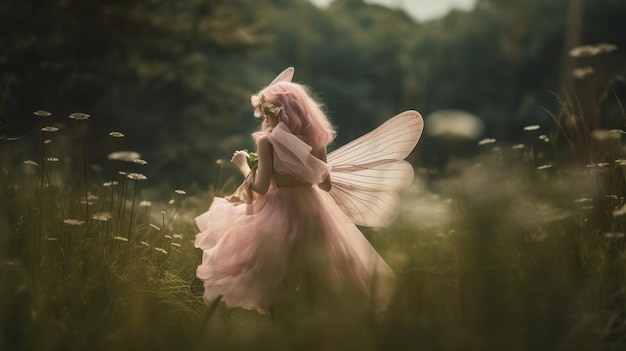 A fairy in a field of flowers