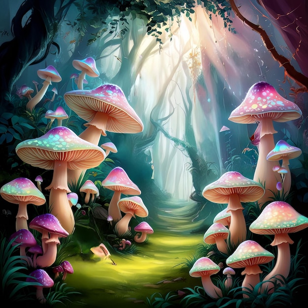 Fairy Glen A Magical Realm of Enchanting Creatures and Glowing Mushrooms