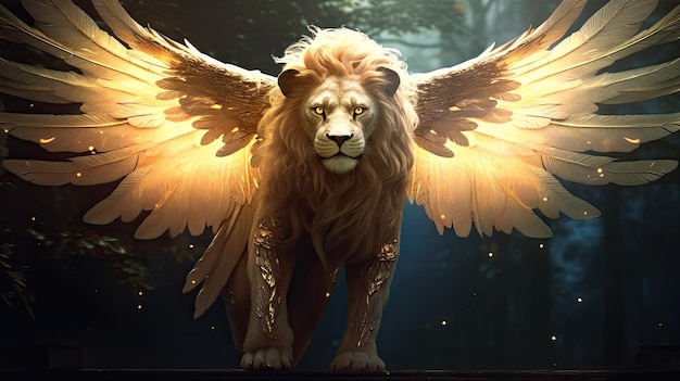 A fairy lion with shimmering wings