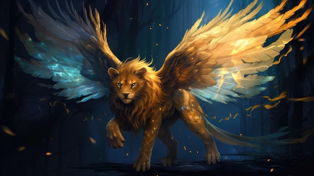 A fairy lion with shimmering wings