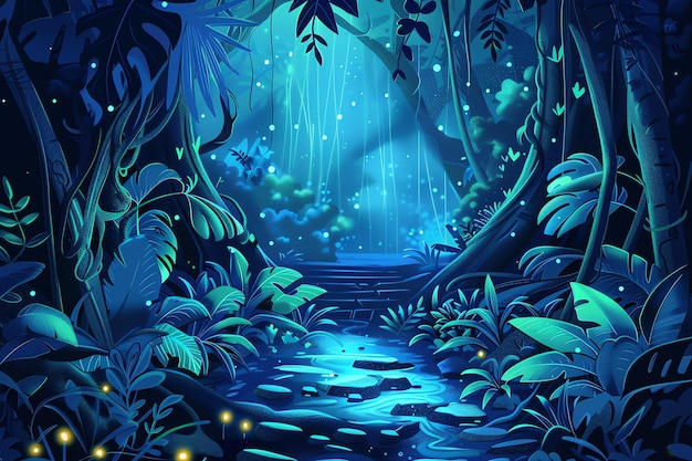 fairy painting jungle background scene