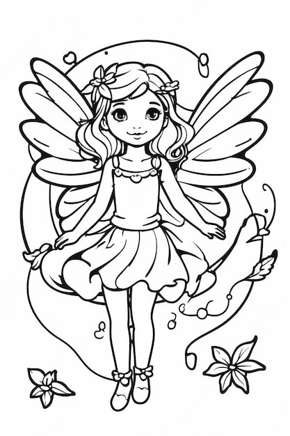 Fairy Tale Girl Coloring Pages for Kids Book