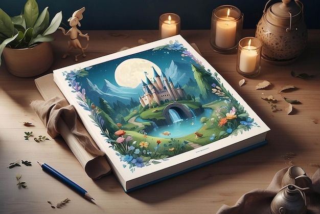 Fairy tale illustration mockup