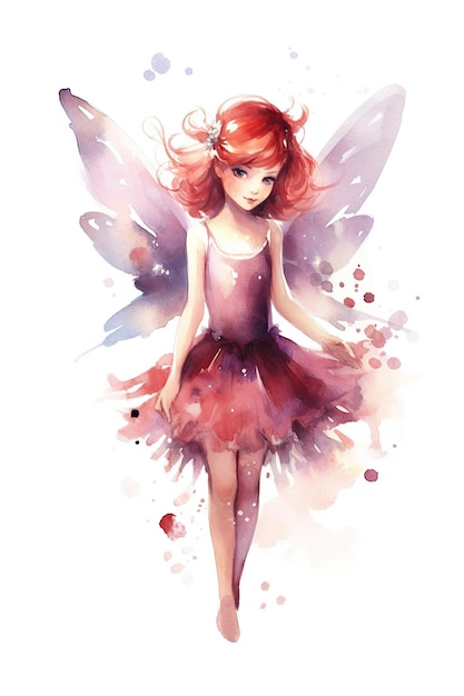 Fairy watercolor clipart cute isolated on white background with Generative AI Technology