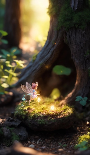 Photo a fairy with a fairy on the left side of the picture