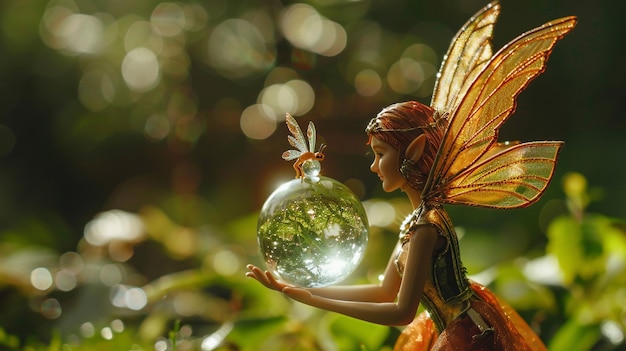 Photo fairy with a globe and a globe of light