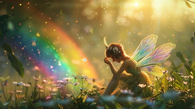 fairy with a rainbow in the sky