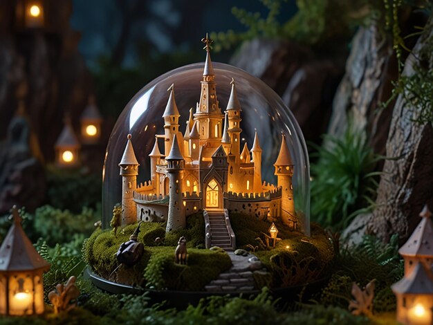 Photo a fairytale castle beneath a golden dome