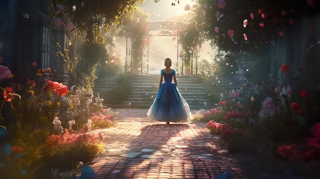 Fairytale princess in dreamy garden ai generate