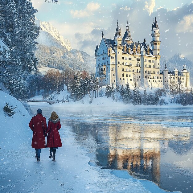 Fairytalelike Bavarian Castle in Winter