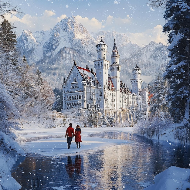 Fairytalelike Bavarian Castle in Winter