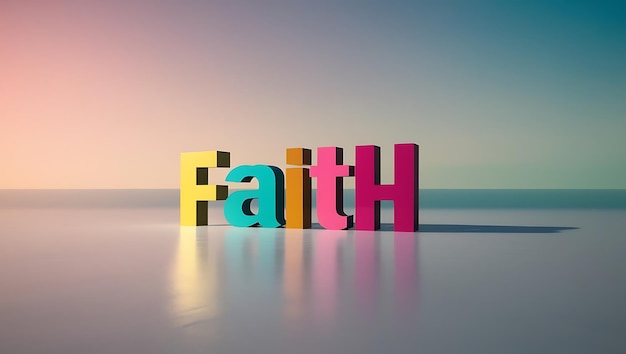 Photo faith text on colorful background 3d typography