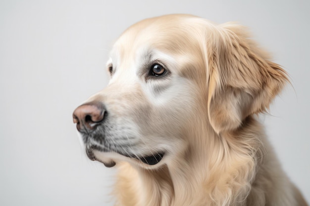 Faithful and Loyal Dog Sitting on White Studio Background