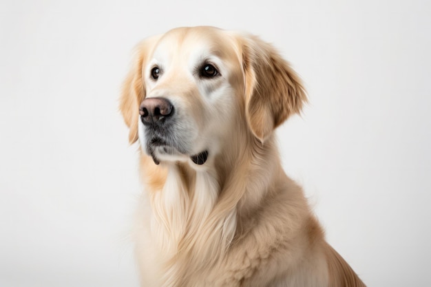 Faithful and Loyal Dog Sitting on White Studio Background