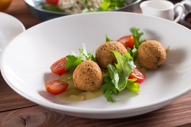 Falafel, chickpea balls with vegetables