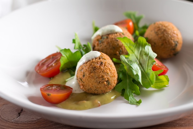 Falafel, chickpea balls with vegetables