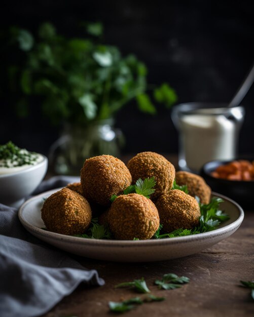 falafel on the plate in rustic style