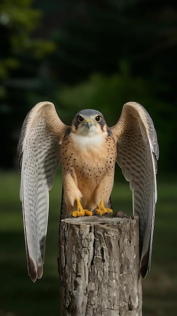 Falcon has spread wings