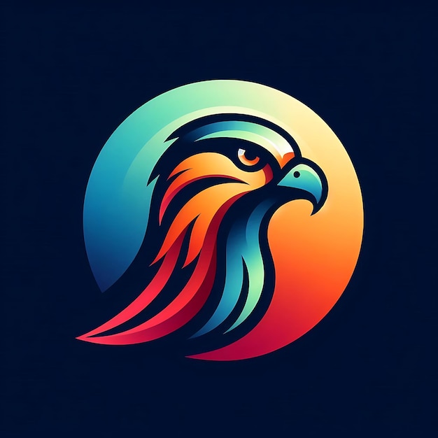 Photo falcon logo design gradient style animal logo