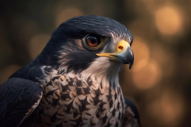 A falcon with a red eye