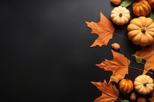 Fall Background Featuring Orange Pumpkins And Leaves On Light Surface Capturing The Essence Of The