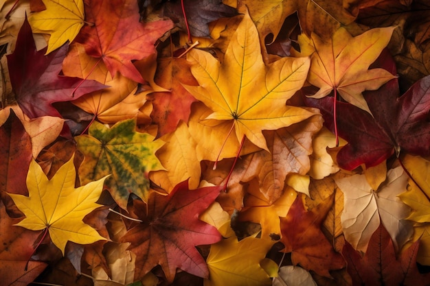 Fall background with autumn maple leaves nature plants and trees