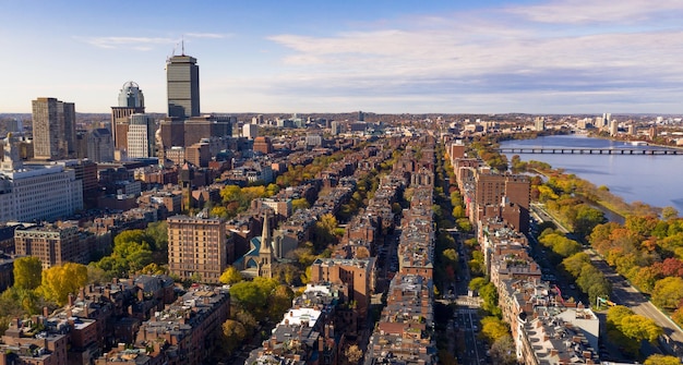 Fall Color Autumn Season South Boston Massachusetts Aerial View