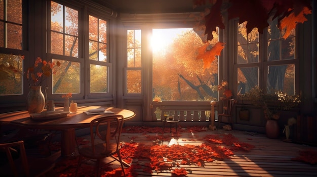 Fall Foliage An Elegant Photorealistic Scene with 8K Resolution AI Generated Image