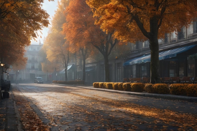 Photo fall foliage tranquil pathway