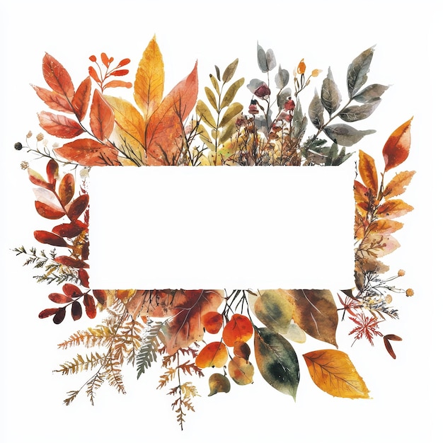 Photo fall themed banner with colorful foliage and natural elements