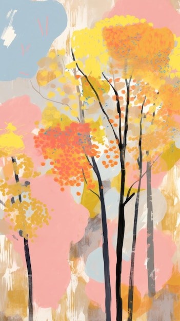 Photo fall trees wallpaper art abstract painting