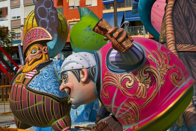 Fallas figures in Valencia popular fest Spain