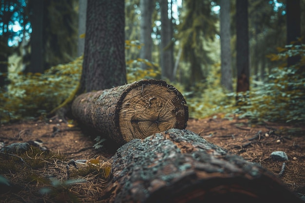 Fallen Tree Trunk in Forest