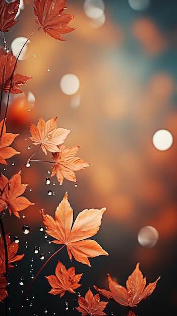 Falling autumn background with bokeh effect abstract design with copy space