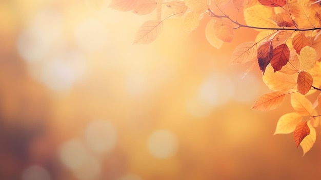 Falling autumn background with bokeh effect abstract design with copy space