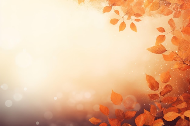 Falling autumn background with bokeh effect abstract design with copy space