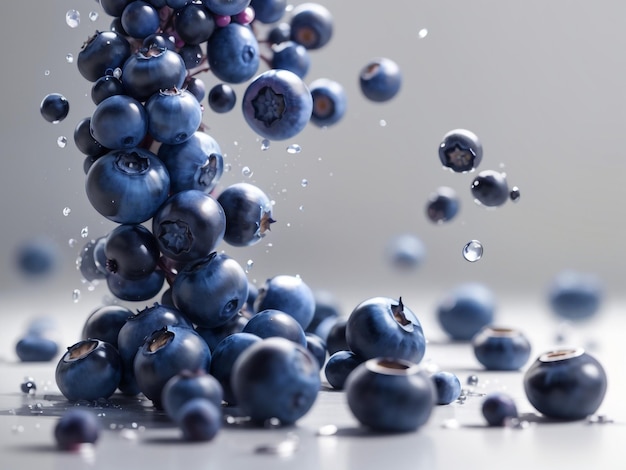 Falling Blueberries Isolated on Transparent Background