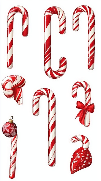 Photo a falling candy cane isolated on a white background with a full depth of field