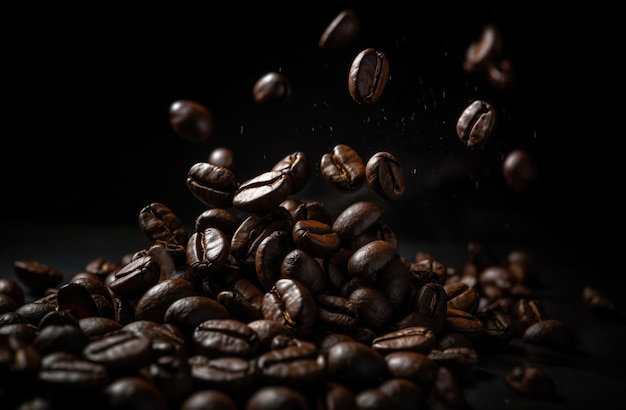 Falling coffee beans isolated Background Generative AI