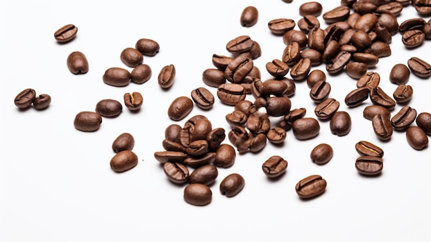 Falling coffee beans isolated on a white or transparent background