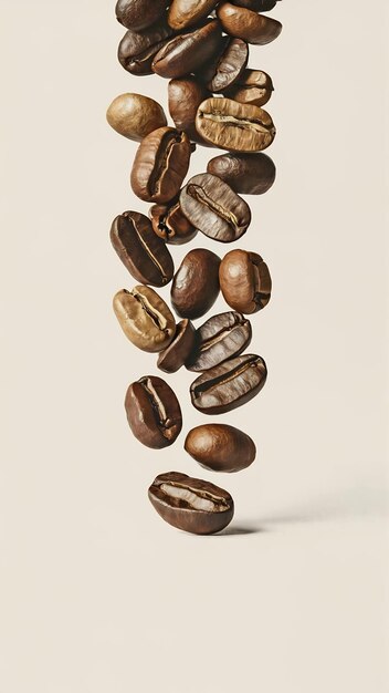 Falling coffee beans isolated