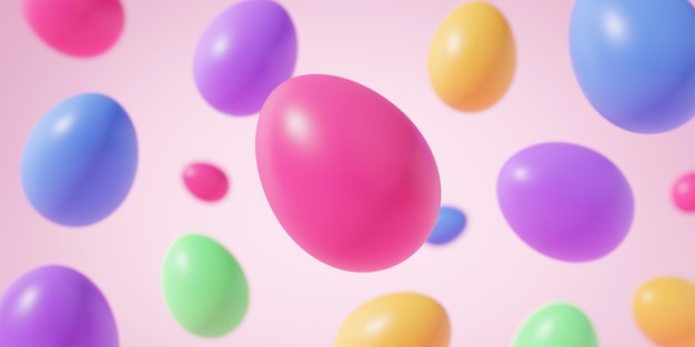 Falling easter egg 3d render background