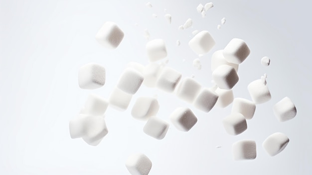 Falling Marshmallow Isolated On White Background Full