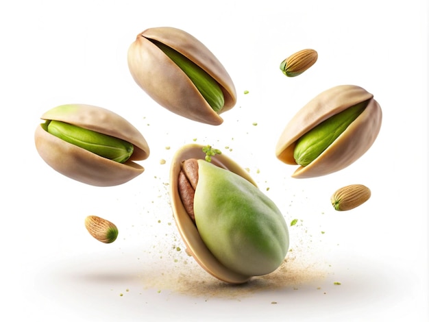 Photo falling pistachio nuts